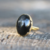 Black Moonstone Egg Gold Ring