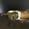 Mint Green Tourmaline Gold Cigar Band Ring