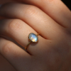 Small Rainbow Moonstone Egg Stacker Ring