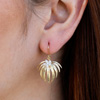 14k Gold Curled Fan Palm Earrings with Pearls
