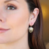 14k Gold Curled Fan Palm Earrings with Pearls