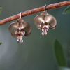 Gold Orchid Earrings with Rubies