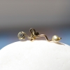 Gold Hydra Stud Single Earring with Diamond and Pearl