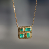 Bauhaus Engraved Emerald Gold Necklace