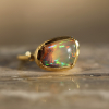 Mexican Fire Opal Ellipse 18k Gold Ring