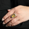 Vertical Fire Opal Diamond Ring