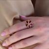 Ruby 18k Gold Flower Ring