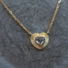 Engraved Heart Rustic Diamond 18k Necklace