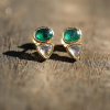 Orbit Emerald Diamond Pyramid Earrings