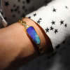 Gold Twist Boulder Opal Cuff Bracelet