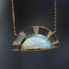 Enamel Sun Ray Boulder Opal Necklace