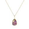 Fossilized Wood Opal Ellipse Diamond Necklace