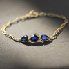 Triple Orbit Halo Blue Sapphire Bracelet