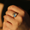 Rainbow Moonstone 18k Rose Gold Diamond Orbit Ring