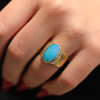 Opal Ellipse Engraved Ring