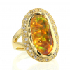 Vertical Fire Opal Diamond Ring