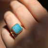 Square Australian Boulder Opal Ring