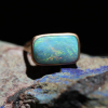 Rectangular Australian Boulder Opal 18k Rose Gold Ring