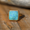 Square Australian Boulder Opal Ring