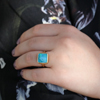 Square Australian Boulder Opal Ring