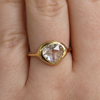 Pear Antique Rose Cut Diamond 18k Gold Carved Ring