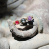 Grey Spinel, Purple Sapphire and Red Spinel Band Ring