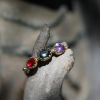 Grey Spinel, Purple Sapphire and Red Spinel Band Ring