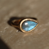 Blue Flash Labradorite 18k Gold Teardrop Ring