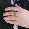 Emerald Cut Bi Color Green Tourmaline Ring