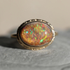 All Gold Oval Mexican Fire Opal Ring