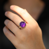 Round Amethyst Silver and Gold Ring