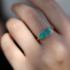 Rectangular Australian Crystal Opal All Gold Ring