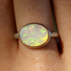 Small Oval Silver and Rose Gold Australian Opal Ring