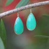 Large Teardrop Smooth Chrysoprase Earrings