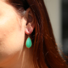 Large Teardrop Smooth Chrysoprase Earrings