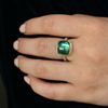 Smooth Rectangular Green Tourmaline Ring