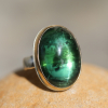 Large Vertical Oval Green Tourmaline Ring