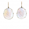 Rainbow Moonstone Rose Cut Gold Earrings