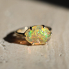 Mexican Fire Opal All Gold Prong Ring