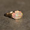 Mexican Fire Opal All Gold Prong Ring