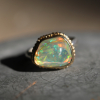 Asymmetrical Mexican Fire Opal Ruffled Platform Ring