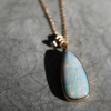 Boulder Opal 14k Gold Necklace with Sliding Ring