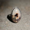 Moss Agate Silver and Gold Ring