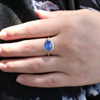 Small Tanzanite with Diamonds Ring