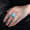 Oval White Water Turquoise Silver and Gold Ring
