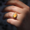 All Gold Mexican Fire Opal Ring