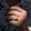 All Gold Mexican Fire Opal Ring