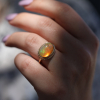 All Gold Mexican Fire Opal Ring