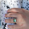 Rectangular Inverted Green Tourmaline ring