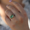 Rectangular Inverted Green Tourmaline ring